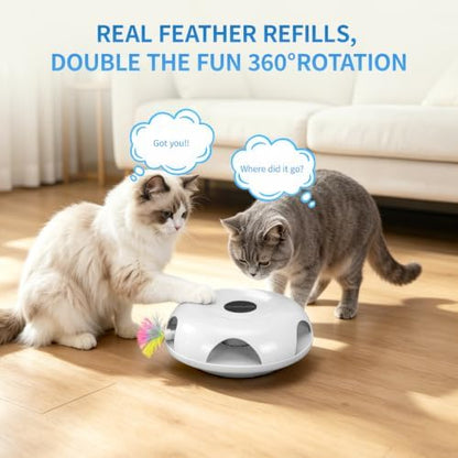 Interactive Whack-a-Mole Cat Toy — Automatic Mushroom Feather Pop-Up Play Toy for Cats, Cognitive Stimulation & Exercise, Durable Pet Entertaining Game (White) - Image 5
