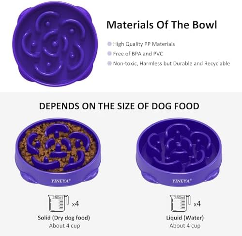 YINEYA 4 Cups Slow Feeder Dog Bowls Large Breed, Anti-Choking Pet Supplies, Maze Dog Food Bowl, Puzzle Feeder That Slow Down Eating - Image 6