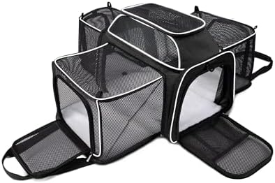 Cat Carrier Bag,Airline Approved Pet Carrier Soft Side Pet Travel 5 Sides Open Doors 6 Sides Expandable Foldable Dog Carrier with Fleece Pad(Patent Pending) Black by Unknown