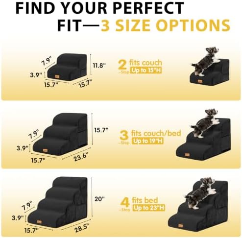 Dog Stairs for Small Dogs, 3-Step Non-Slip Foam Pet Steps for Couch Bed - Image 2