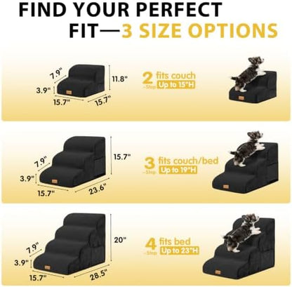 Dog Stairs for Small Dogs, 3-Step Non-Slip Foam Pet Steps for Couch Bed - Image 2