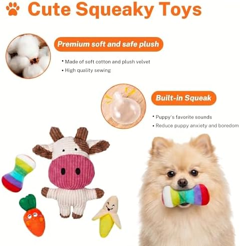 Toozey 8 Pack Small Dog Toys, Squeaky Plush Puppy Toys & Durable Rope Toys - Image 5