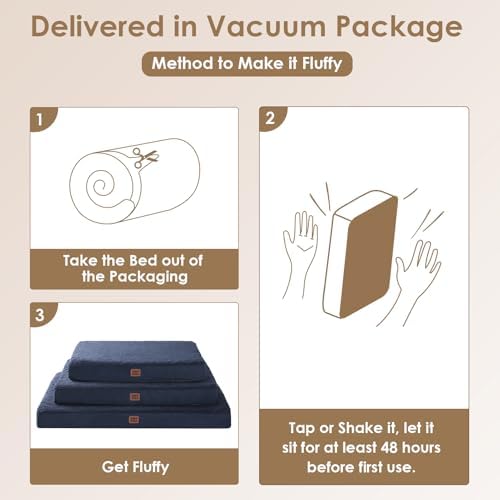 EHEYCIGA Orthopedic Dog Bed Large with Removable Washable Cover, 41IN Navy - Image 2