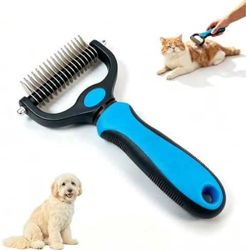 Pet Grooming Brush,Dematting Comb for Dogs and Cats, Undercoat Rake Pet Brush for Long Hair, Deshedding Dog Brush Removes Tangles Knots and Loose Fur, Matted Fur on Cats and Dogs by Unknown