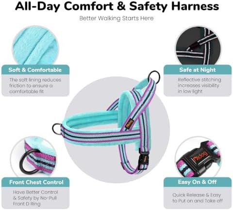 Didog No Pull Dog Harness for Large Dogs, Soft Flannel Padded, Mixed-Blue,L - Image 5