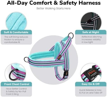 Didog No Pull Dog Harness for Small Dogs, Soft Flannel Padded,Mixed-Blue,XS - Image 5