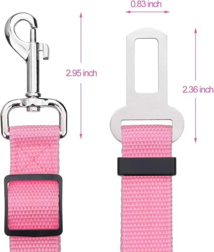 Elisel 2 Packs Adjustable Length Pet Dog Cat car seat Belt Pet seat Belt Pet Accessories for Dogs Cats and Pets (Blue Pink) - Image 3