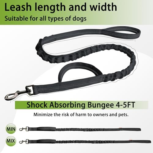 FOVRLZSE Bungee Dog Leash, 4FT–5FT Adjustable, Black - Image 4