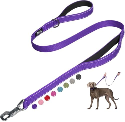 Fida Heavy Duty Dog Leash for Medium Large Dogs, 4 FT, Dual Padded Handles by Fida
