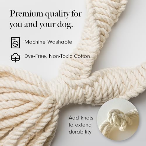 LAY LO Natural Cotton Dog Rope Toy for Small & Medium Dogs, Non-Toxic Rope Toy, 2-Pack Puppy Teething Toy, Durable Boho Dog Toys with Handle - Image 3