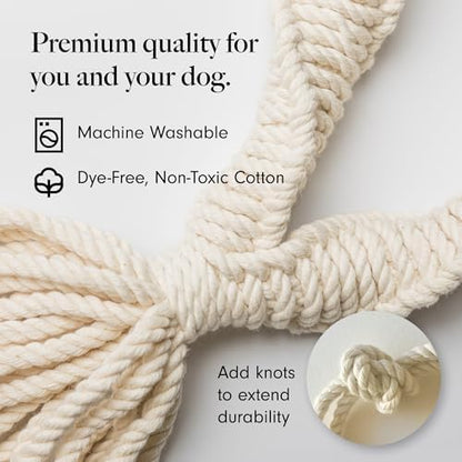 LAY LO Natural Cotton Dog Rope Toy for Small & Medium Dogs, Non-Toxic Rope Toy, 2-Pack Puppy Teething Toy, Durable Boho Dog Toys with Handle - Image 3
