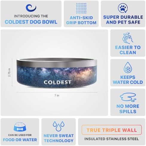 Coldest Dog Bowl - Anti Rust Metal, Non Slip, 3 Layers Insulated Stainless Steel Dog Bowls - Spill Proof & Heavy Duty - Water Bowl for Dogs, Cats & Pets, Dish Washer Safe (42 oz, Into The Beyond) - Image 5