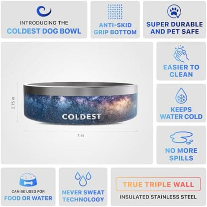 Coldest Dog Bowl - Anti Rust Metal, Non Slip, 3 Layers Insulated Stainless Steel Dog Bowls - Spill Proof & Heavy Duty - Water Bowl for Dogs, Cats & Pets, Dish Washer Safe (42 oz, Into The Beyond) - Image 5