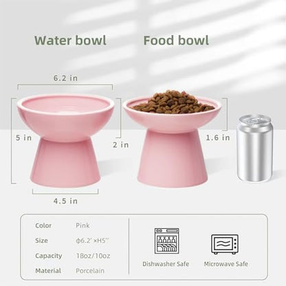 CEEFU 2-Pack Elevated Ceramic Cat Bowls Extra Wide for Food & Water - Image 2