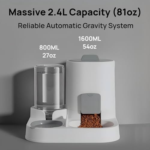 Automatic Cat Feeder and Water Dispenser Set, 2-in-1 Gravity Food Bowl Station for Small Medium Cats Dogs Puppy Kitten Rabbits, Auto Feeding Supplies - Image 2