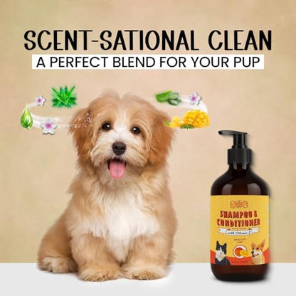 POM Pets 2-in-1 Organic Dog Shampoo & Conditioner – Itchy Skin Relief, Dog Deshedding, Detangles Fur, Cat Shampoo, Paw Cleaner for Dogs, Natural Coat Defense Formula - Image 4