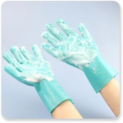 Pet Grooming Gloves Silicone Gloves with High-Density Teeth Enhanced Five Finger Design for Dogs Cats Bathing Massaging (Purple) - Image 3