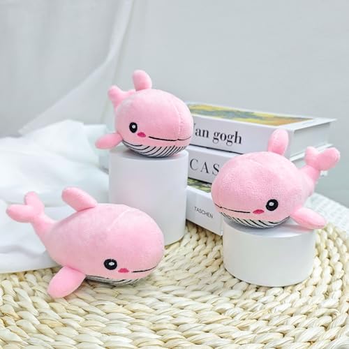 Dog Hide and Seek Toys Puppy Chew Squeaky Toys Plush Mushroom&Bamboo&Shell Hideout Stuffing with Squeakers Animals (3Pcs Squeaky Whale Pink) - Image 5