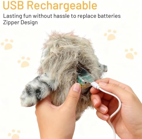Puffluv Flapping Cat Toy,Can NOT Fly Chirping Owl Interactive 3-Mode Flapping Bird, Rechargeable USB with Catnip Pouch for Indoor Kitty Playful Exercise Reduce Boredroom - Image 3