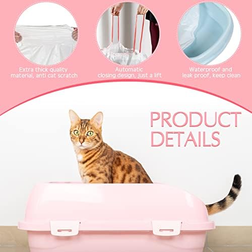 30 Count Cat Litter Box Liners Large Drawstring Cat Pan Bags Kitty Litter Box Liners XL Heavy Duty Liner Bags for Pets Cats Litter Box Tray, 36 x 18 Inch - Image 3