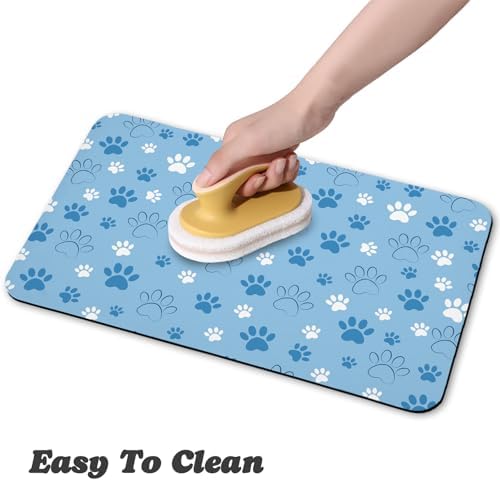 Dog Food Mat, Absorbent Water Bowl Mats Cat Pet Feeding Placemats Blue 20 * 12 inch - Image 4