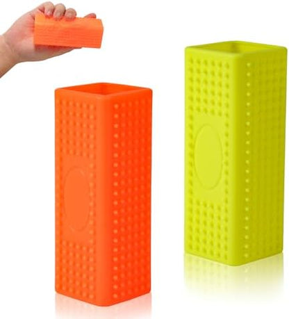 PEUTIER 2pcs Silicone Pet Hair Brushes, Convenient Block Roller Cleaner Reusable Pet Hair Carpet Brush Portable Carpet Cleaner Roller for Furnishings Sofa Carpets Couch Bedding (Yellow & Orange) by PEUTIER