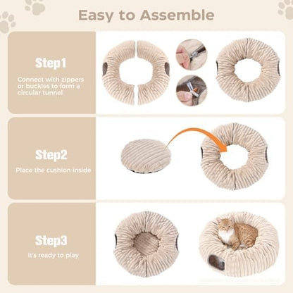 Avont Cat Tunnel Bed for Indoor Cats, Latte - Image 5