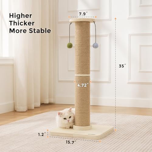 ZOMISIA 35'' Tall Cat Scratching Post for Indoor Cats Adults - Image 4