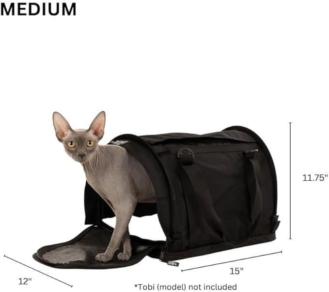 SturdiBag Pro 3.0 Pet Travel Carrier for Cats and Dogs – Soft-Sided with Safety Clips and Seatbelt Straps for Airplane or Car Travel | Medium, Navy