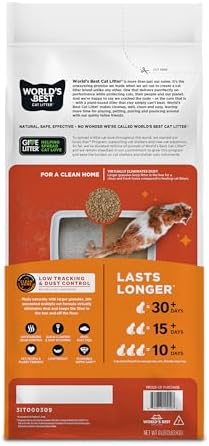 World's Best Cat Litter Low Tracking & Dust Control, Unscented, 8 lb Bag - Image 2