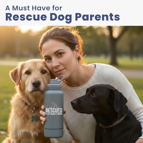 Rubyloo Dog Water Bottle w/Detachable Bowl for Dog Lovers, Favorite Rescue - Image 6