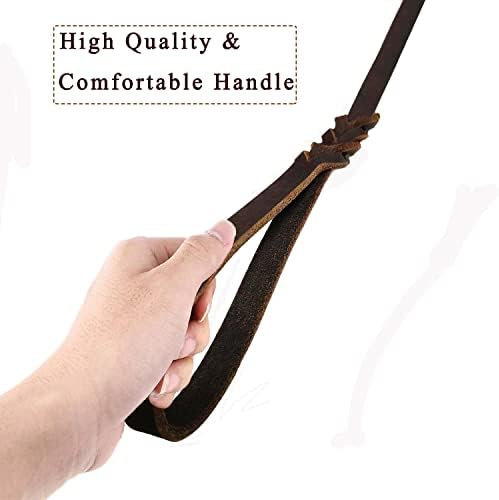 LWBMG Double Handle Leather Dog Leash 6 Foot - Heavy Duty Dog Leash with Traffic Handle - Braided Leather Lead for Small Medium Large Dogs - Image 4