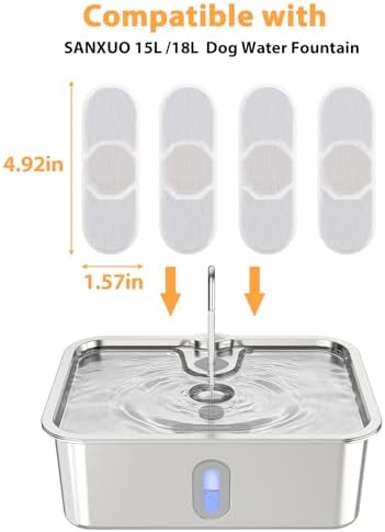 10 Set Dog Water Fountain Filters Replacement,4Gal/15L Pet Fountain Filters,Made of Activated Carbon and PP Cotton, 5-Layer Filtration System, 10 Pre-Filter Sponge,10 Pump Sponge,10 Filter - Image 4