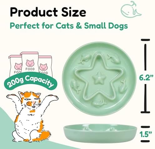3 Pcs Cat Slow Feeder Bowl – Whisker Friendly Melamine Puzzle Feeding Cat Bowl for Slow Eating – Wet & Dry Food – Dishwasher Safe, Lightweight, Non-Slip (Shell White + Seafoam Green + Buttercream - Image 2