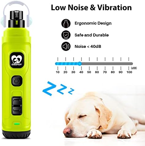 Casfuy Dog Nail Grinder with 2 LED Light - New Version 2-Speed Powerful Electric Pet Nail Trimmer Professional Quiet Painless Paws Grooming & Smoothing for Small Medium Large Dogs(Green) - Image 4