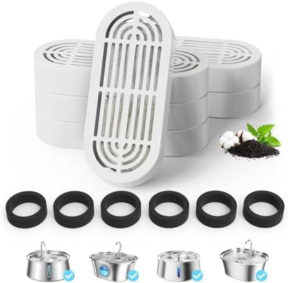 Cat Water Fountain Filter Pet Drinking Fountain Filter for 3.2L/108oz Cat Drinking Fountain and 4L/134oz Stainless Steel Pet Water Fountain (6 Filters & 6 Pre-Filter Sponges) by ITSCUTE