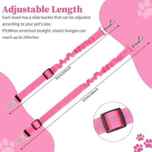 Dog Set Belt for Car Adjustable Dog Seatbelts for Vehicle Pink - Image 4