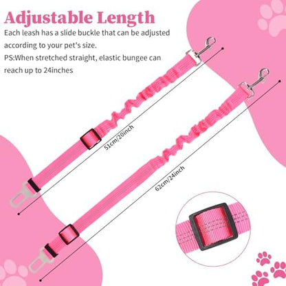Dog Set Belt for Car Adjustable Dog Seatbelts for Vehicle Pink - Image 4