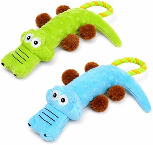 PrimePets Squeaky Dog Toys, 2 Pack, Stuffed Crocodile Tug of War Dog Toys for Small Medium Large Dogs, Interactive Puppy Chew Toy to Keep Them Busy by PrimePets