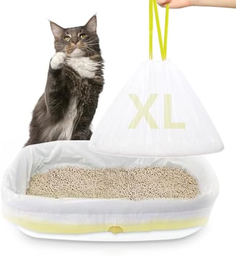 XUEPETT 24 Pack Jumbo Cat Litter Box Liners with Drawstring, 37" x 18" by XUEPETT