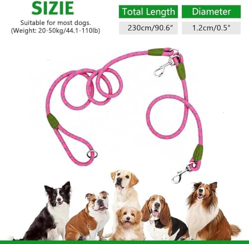 Hands Free Dog Leash Crossbody Dog Running Leash Handsfree Pet Rope for Hiking Training Heavy Duty Reflective Pet Walking Belt (Pink) - Image 2
