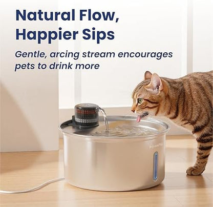 PawsPik PureFlow MAX Automatic Pet Water Dispenser, Stainless Steel Curve Dog & Cat Water Fountain, 3.2-Liter for Fresh, Long-Lasting Hydration - Image 5