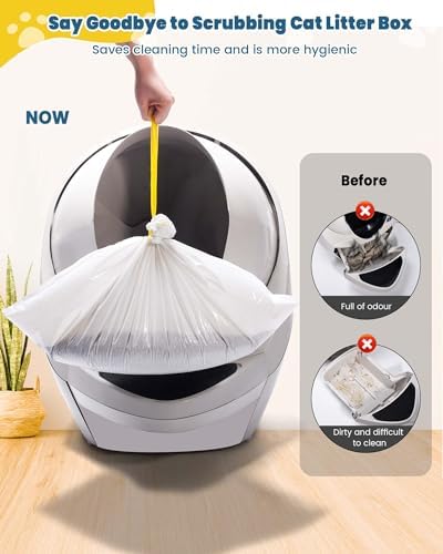 KONE Cat Litter Bags for Robot 3/4, 2 mil Thickened Drawstring Waste Drawer Liners Compatible with Most Self-cleaning Automatic Boxes - 57 Count Pet Kitten Poop Disposable Replacement Bag, 5-9 Gal - Image 3