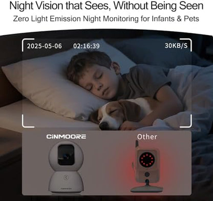 5G Security Camera Indoor 2-Pack, No-Monthly-Fee AI Tracking Facial Recognition, 3K Pet/Dog Camera with Speaker/Phone App, PTZ WiFi Baby Monitor Cameras for Home Security, 0-Glow Night Vision - Image 6