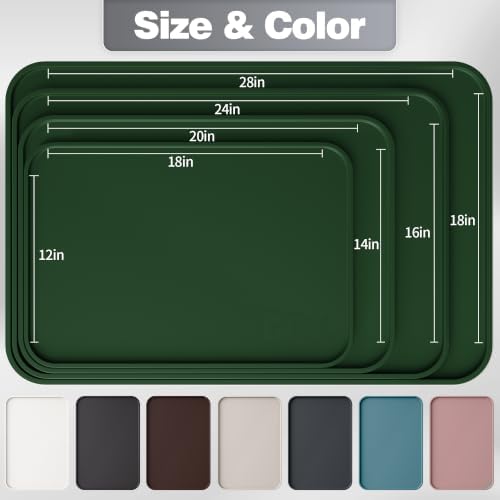 Silicone Dog Cat Food Mat Extra Thick Raised Edge, 24"x16" Dark Olive - Image 3