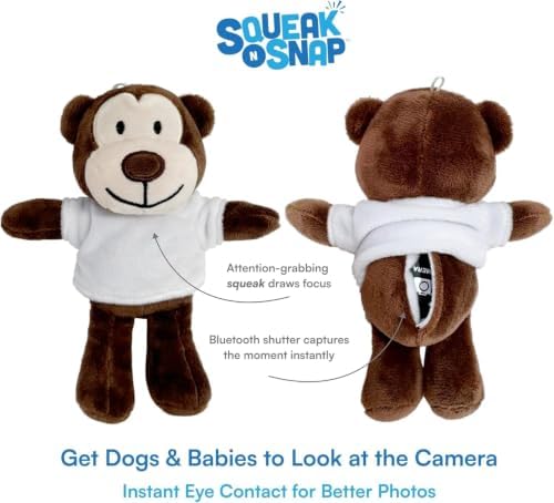 Dog Camera Attention Grabber, Gift for Pets, Photo Prop for Pet Photography, Newborn Photos, Plush Squeaker Bluetooth Shutter Remote, Attention Getter, 3 T-Shirts, iPhone Android - Image 2