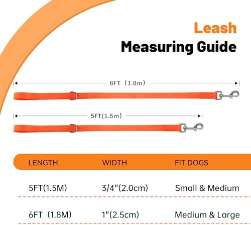 Waterproof Dog Leash, 5/6 FT Durable Odor-Proof Dog Leashes with Strong Metal Hooks Fits Small Medium or Large Dogs (Orange, 6FT - 1 inch Width) - Image 4