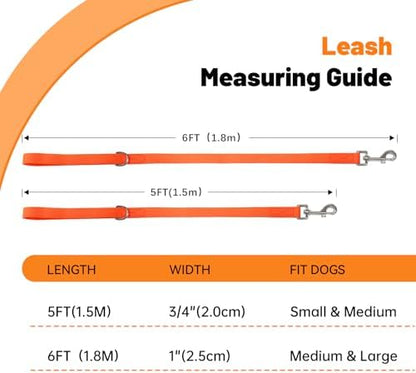 Waterproof Dog Leash, 5/6 FT Durable Odor-Proof Dog Leashes with Strong Metal Hooks Fits Small Medium or Large Dogs (Orange, 6FT - 1 inch Width) - Image 4