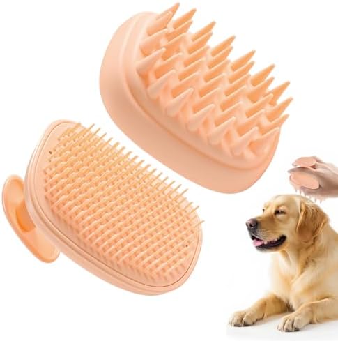 2-in-1 Dog Bath Brush for Grooming & Massage - Pet Silicone Brush for Long & Short Haired Dogs and Cats, Dog Scrubber for Bath, Rubber Curry Brush, Use Wet as Bath Brush or Dry for Grooming by Unknown