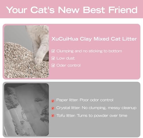 XuCuiHua Bentonite Mix Cat Litter, Strong Clumping Litter, Odor Control, Easy Scooping, Clumps Lift Cleanly, Low Dust, Corn & Cassava Litter, 5.5 LB x 3 Bags - Image 6